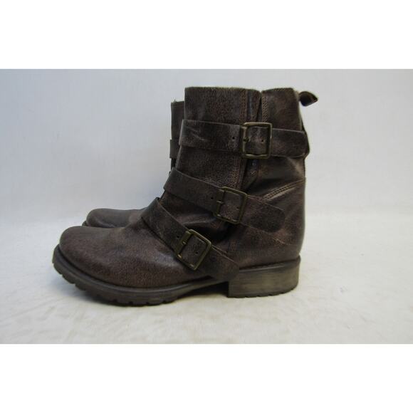 Steve Madden Womens Size 9.5 M Distressed Brown Buckle Ankle Fashion Boots - Picture 1 of 11